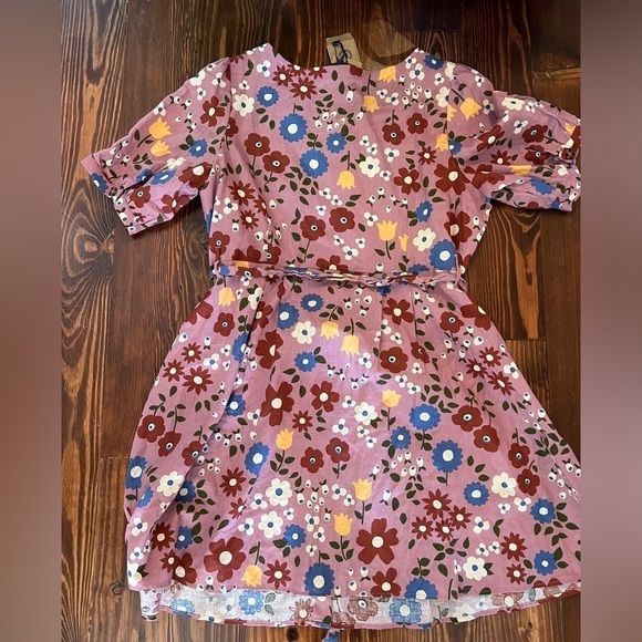 MODCLOTH x PRINCESS HIGHWAY Mauve Floral A-Line Button Down Dress with belt NWT - Picture 9 of 9